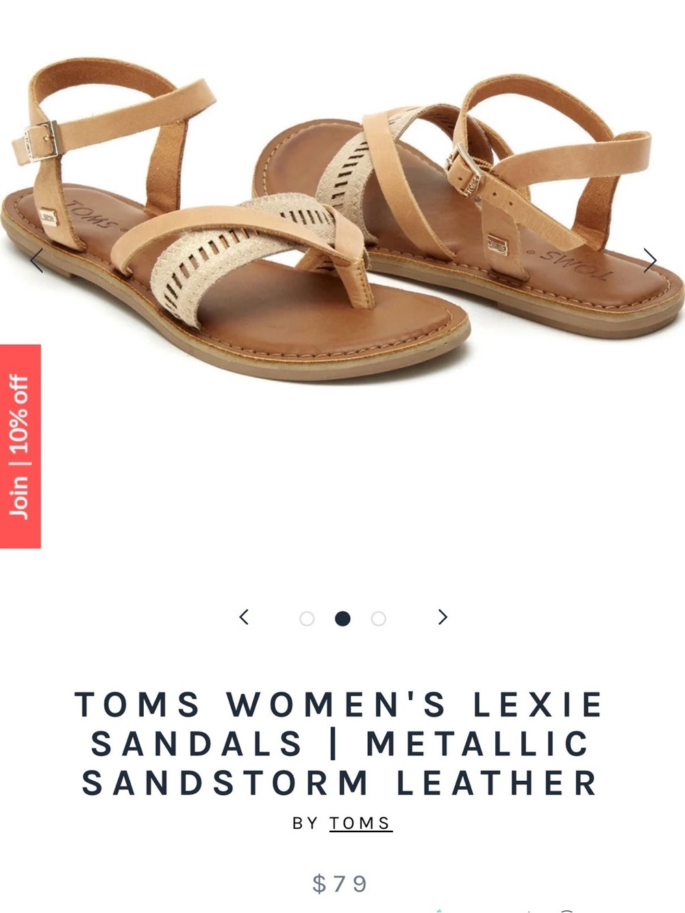 TOMS Lexie Leather Sandals in Tan and Cream